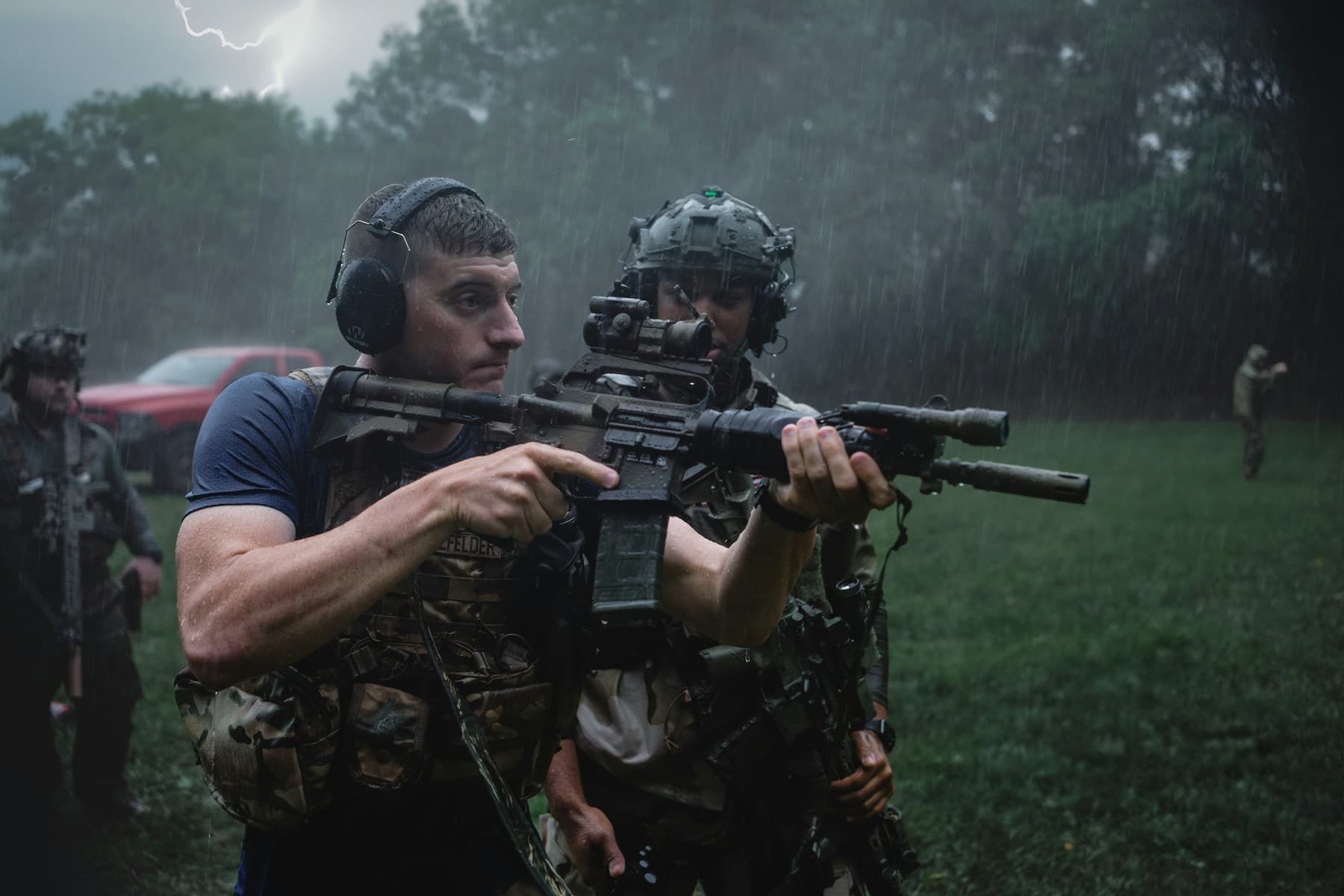 Soldiers during a military training exercise